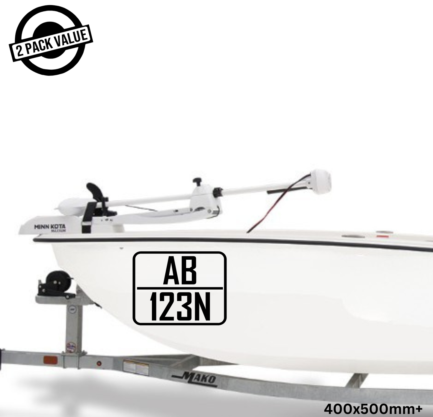 Rectangle Boat Registration Number - Twin Set - Style 1