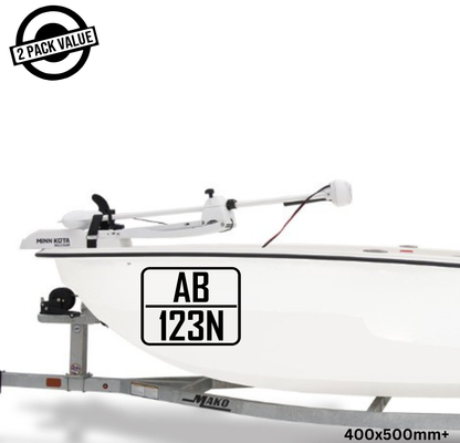 Rectangle Boat Registration Number - Twin Set - Style 1