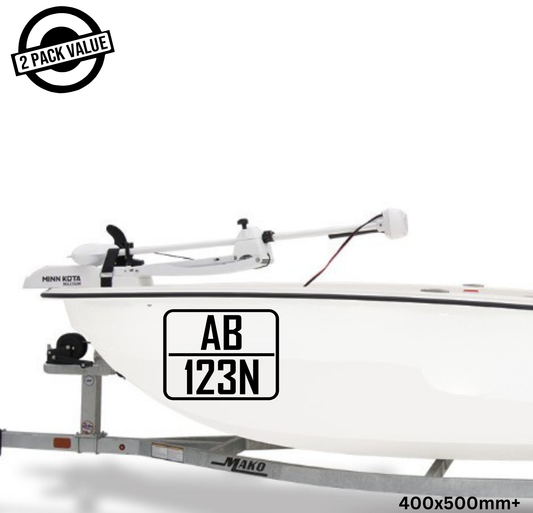 Rectangle Boat Registration Number - Twin Set - Style 1