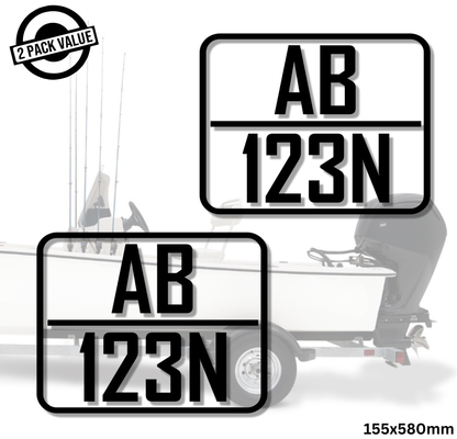 Rectangle Boat Registration Number - Twin Set - Style 1