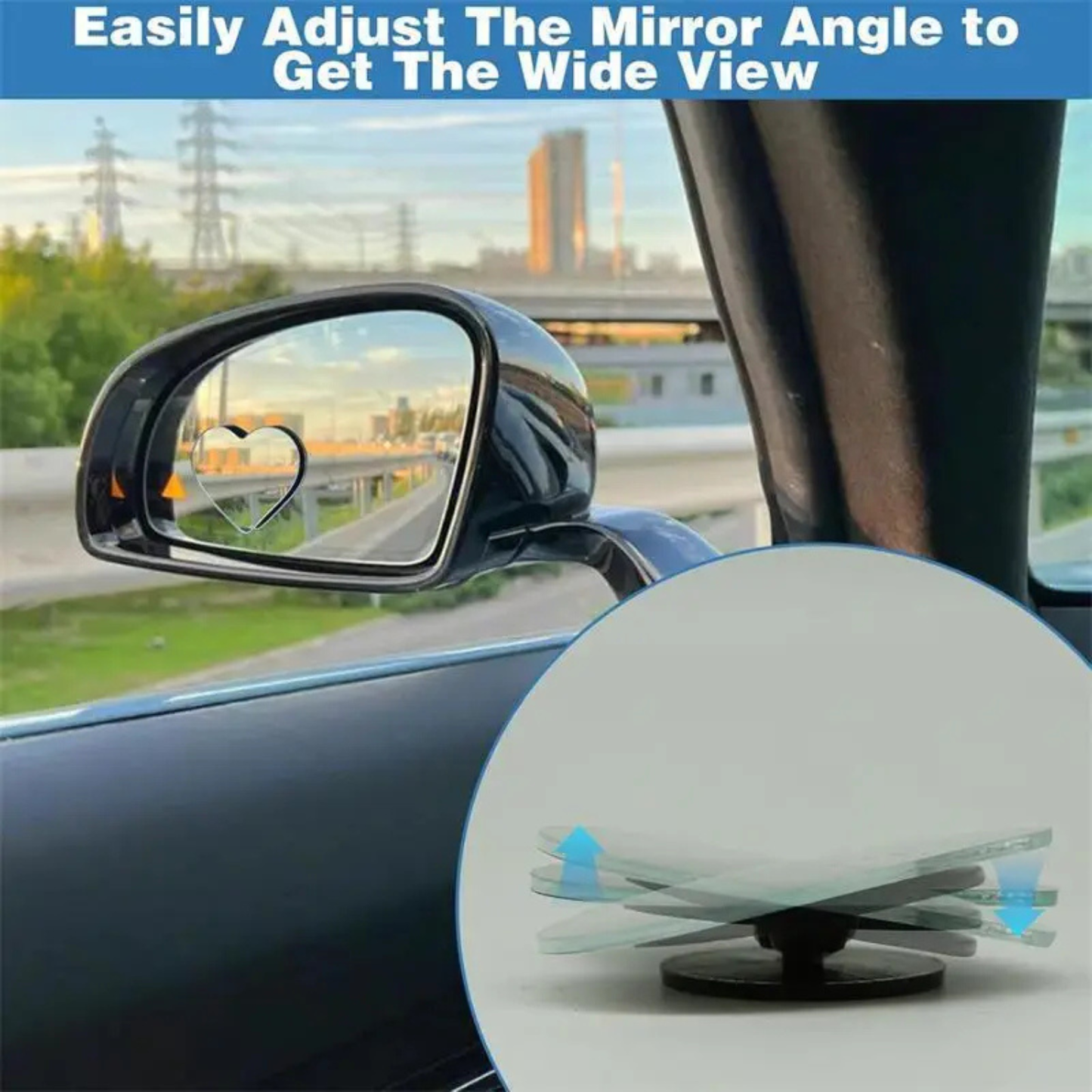Heart Shape Blind Spot Mirrors - 2Pcs