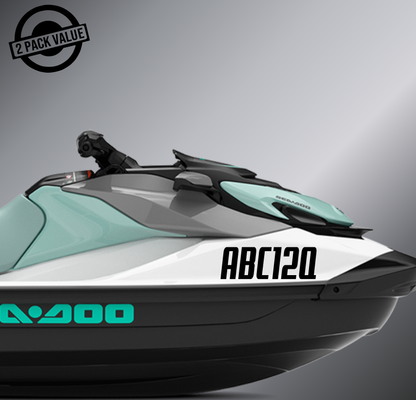 Jet Ski Registration x2 - 300mm - Single Line - Style 2