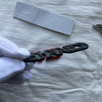 3D Pressed Metal Emblem - 4WD Script Badge