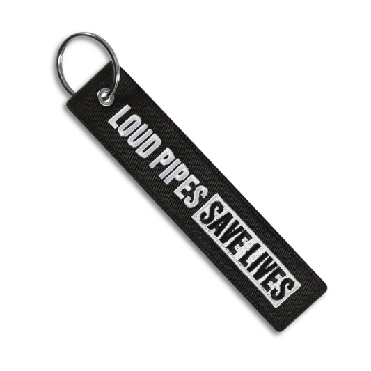 Loud Pipes Save Lives Keyring Jet Tag