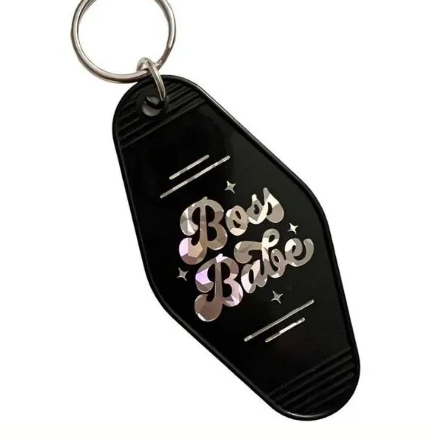 Boss Babe Motel Tag Keyring - Black