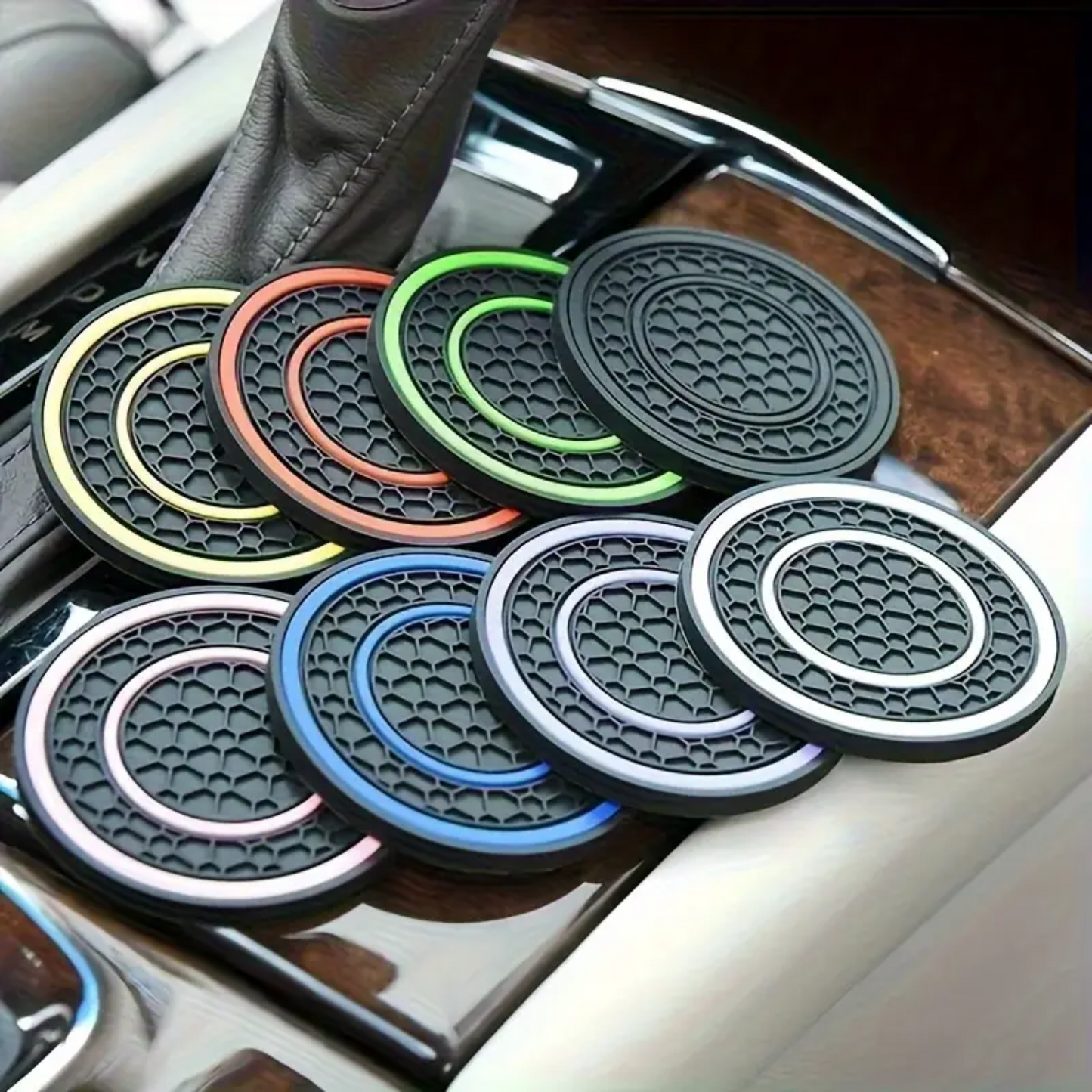 2Pc Anti-Slip Removable Car Coasters - Assorted Colours Available