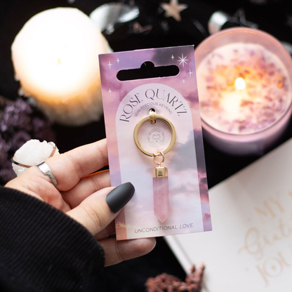 Rose Quartz Semi Precious Keyring