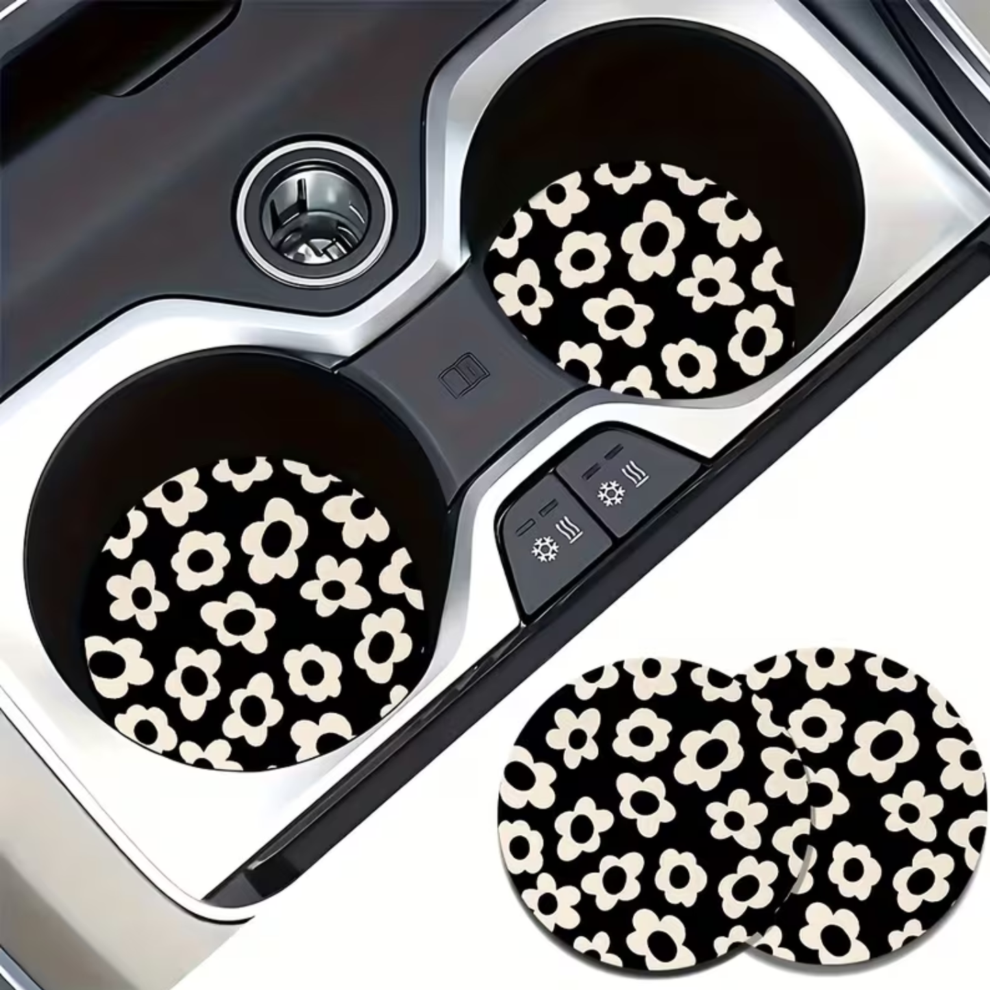 2Pc Flower Car Cup Coasters