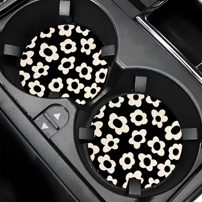 2Pc Flower Car Cup Coasters