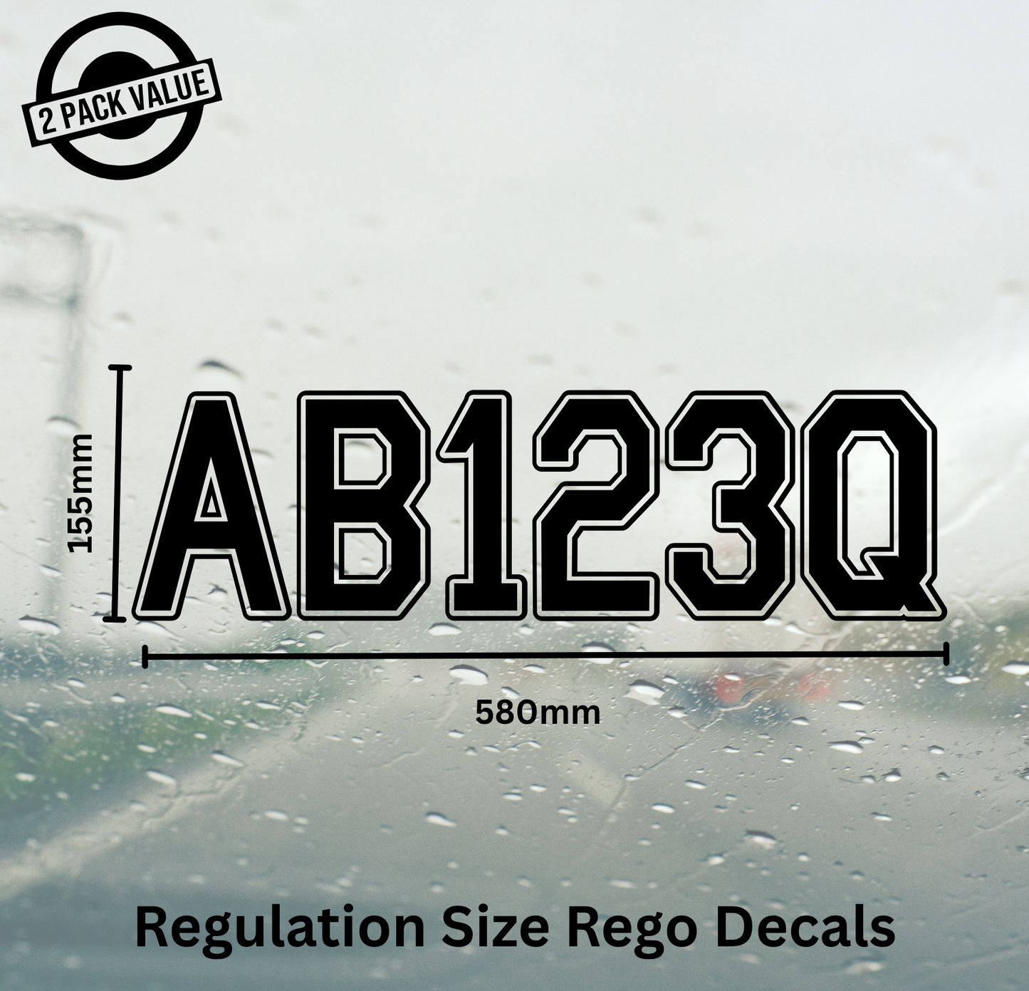 Boat Registration Number x2 - 580mm - Single Line - Outline Style 1