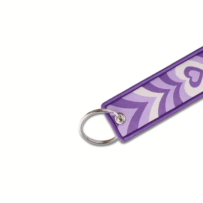 Purple Groovy Heart Keyring Jet Tag