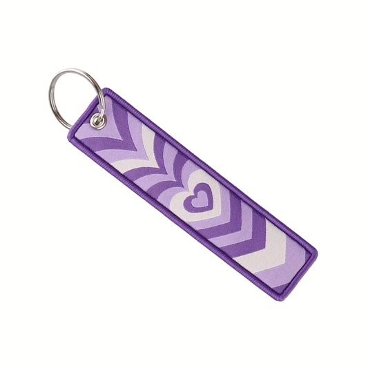 Purple Groovy Heart Keyring Jet Tag