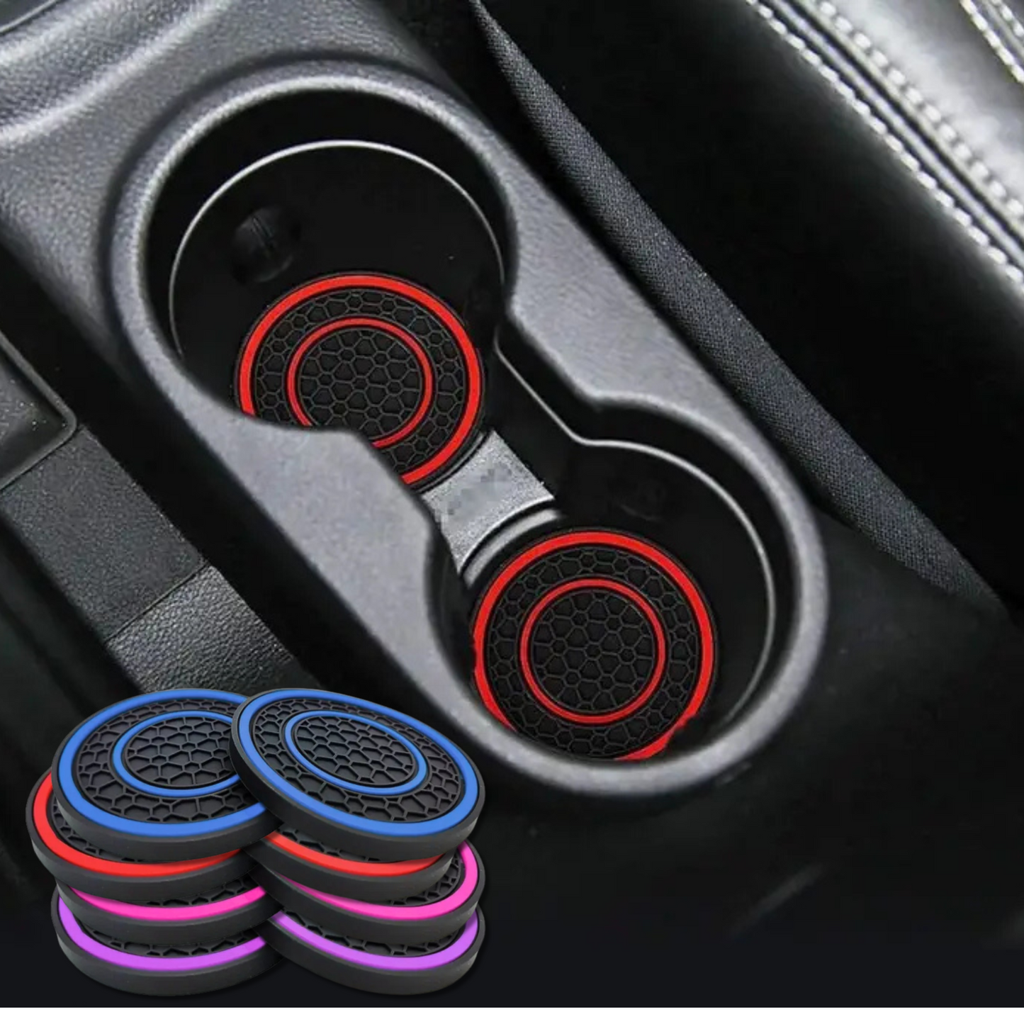 2Pc Anti-Slip Removable Car Coasters - Assorted Colours Available