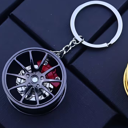 Wheel with Spinning Brake Calipers Keyring